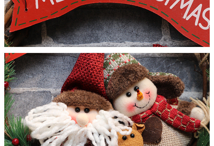 Wreath Christmas Vine Circle Pendant  Door Hanger Pet Essentials-6