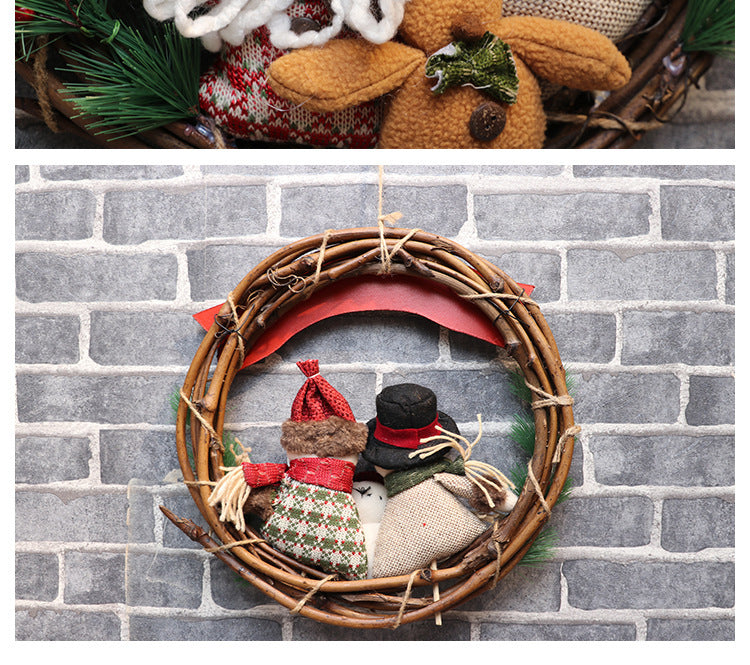 Wreath Christmas Vine Circle Pendant  Door Hanger Pet Essentials-6