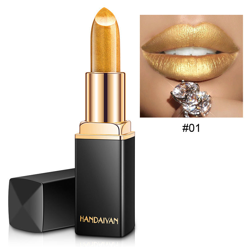 Shiny Metallic Lipstick Pearlescent Color Temperature Change Lipstick Gilt Lipstick Pet Essentials-6