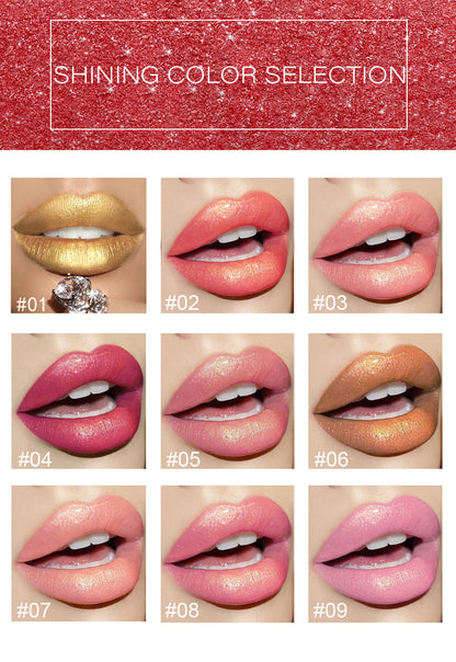 Shiny Metallic Lipstick Pearlescent Color Temperature Change Lipstick Gilt Lipstick Pet Essentials-6