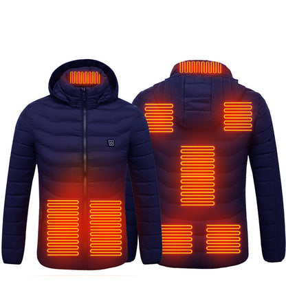 Men Heated Puffer Jacket Electric Heating Coat Insulated Hood Windbreaker 9Heat Zones Trendify Shops