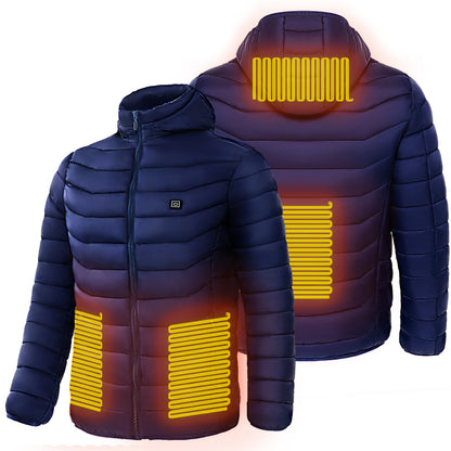 Men Heated Puffer Jacket Electric Heating Coat Insulated Hood Windbreaker 9Heat Zones Trendify Shops