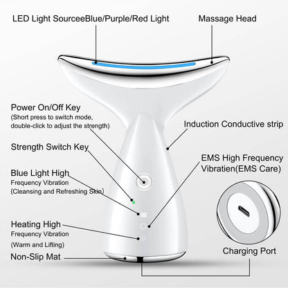 Face And Neck Tightening Device, Firm And Tightens Sagging Skin Face Neck Massager, Beauty Facial Massager For Women And Men - White Pet Essentials-6