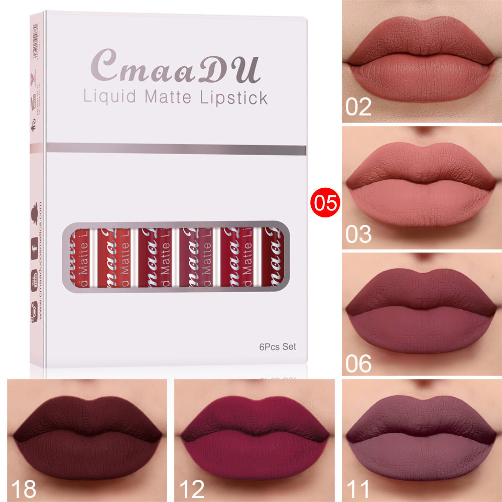 6 Boxes Of Matte Non-stick Cup Waterproof Lipstick Long Lasting Lip Gloss Pet Essentials-6