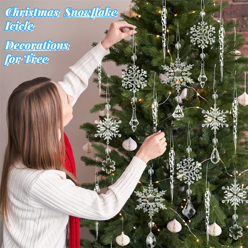10pcs Christmas Tree Hanging Pendants Acrylic Ice Strip Snow Ceiling Xmas Ornaments New Year Christmas Decoration Home Decor Pet Essentials-6
