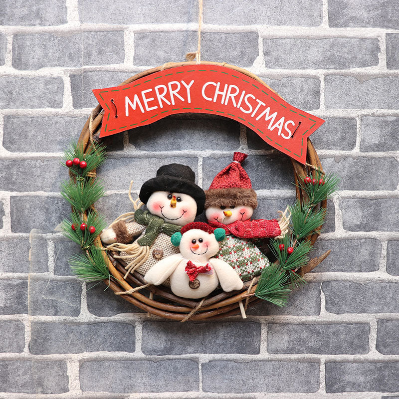 Wreath Christmas Vine Circle Pendant  Door Hanger Pet Essentials-6