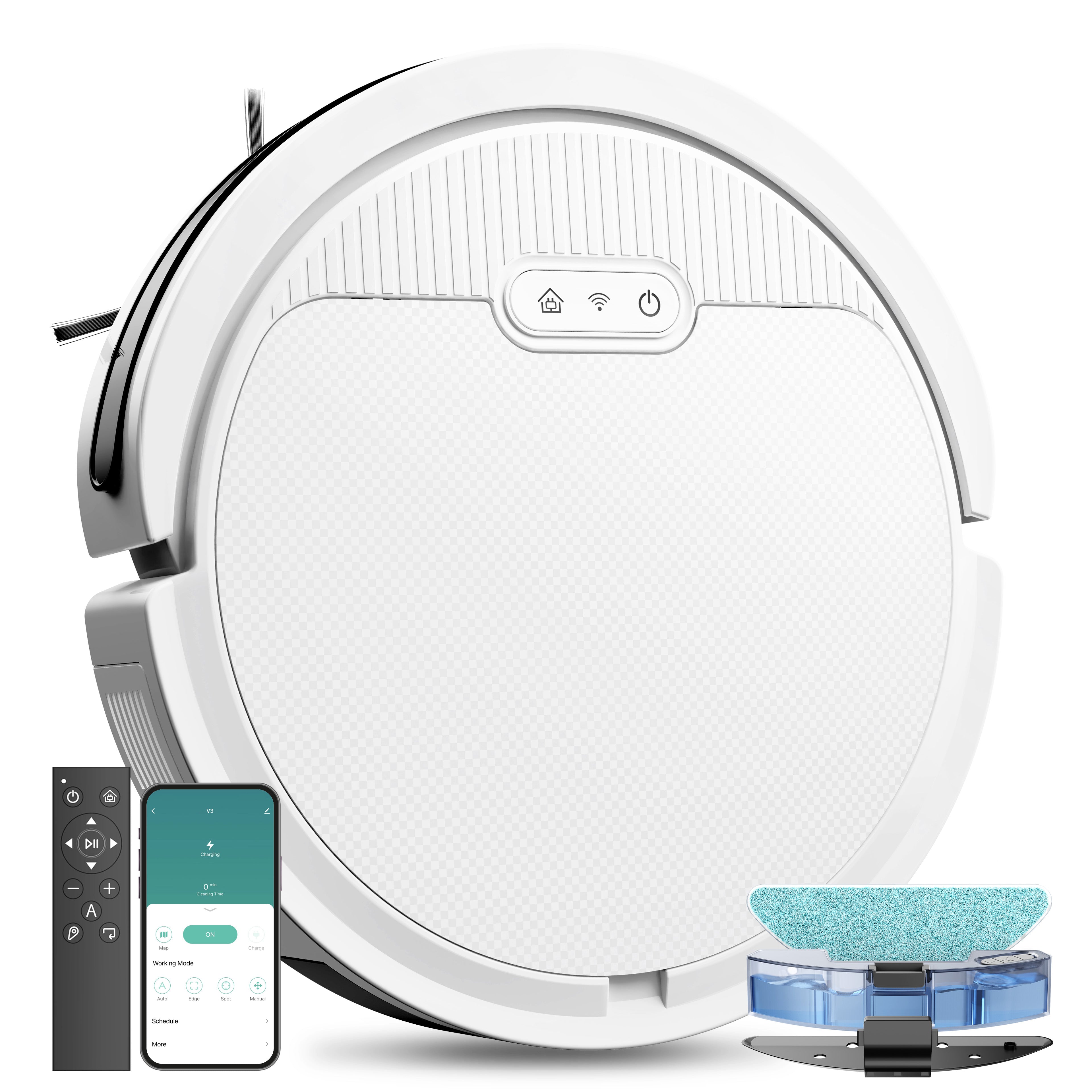 Robot Vacuum And Mop, 3 In 1 Combo Cleaner For Home With Pet Hair And Hard Floor, 5000Pa Suction, 120 Mins Run Time,Self-Charging,Super Thin Body Pet Essentials-6