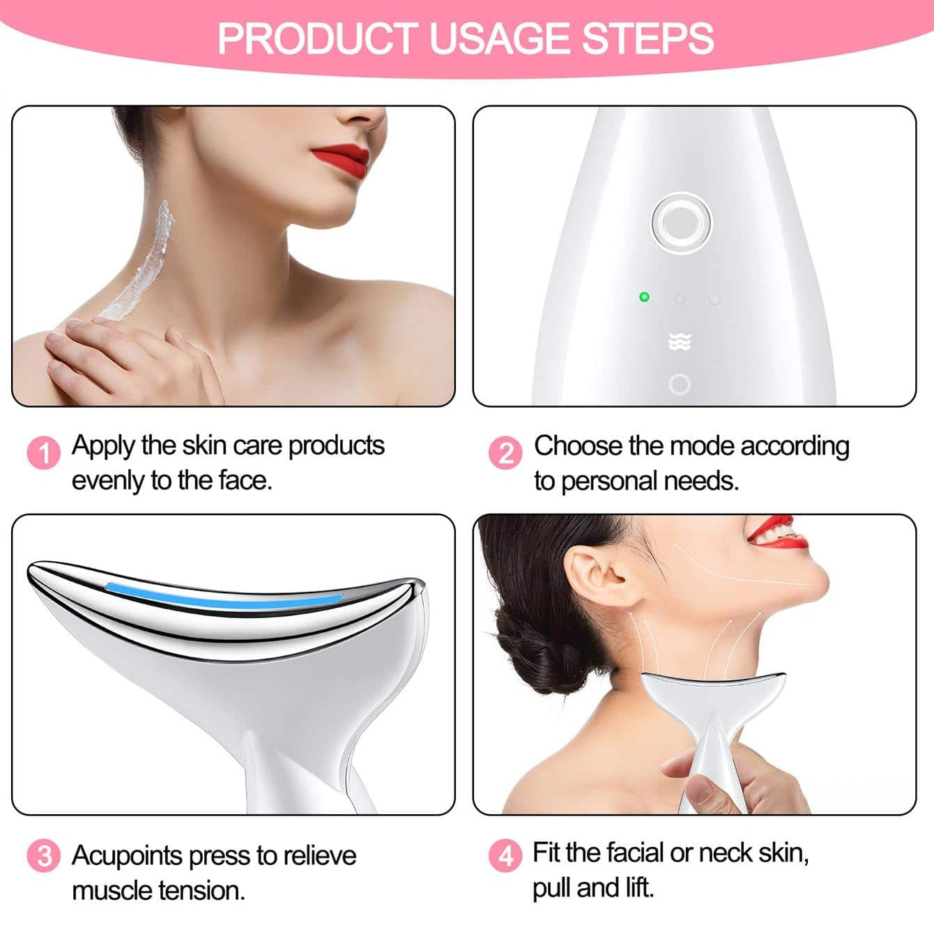 Face And Neck Tightening Device, Firm And Tightens Sagging Skin Face Neck Massager, Beauty Facial Massager For Women And Men - White Pet Essentials-6