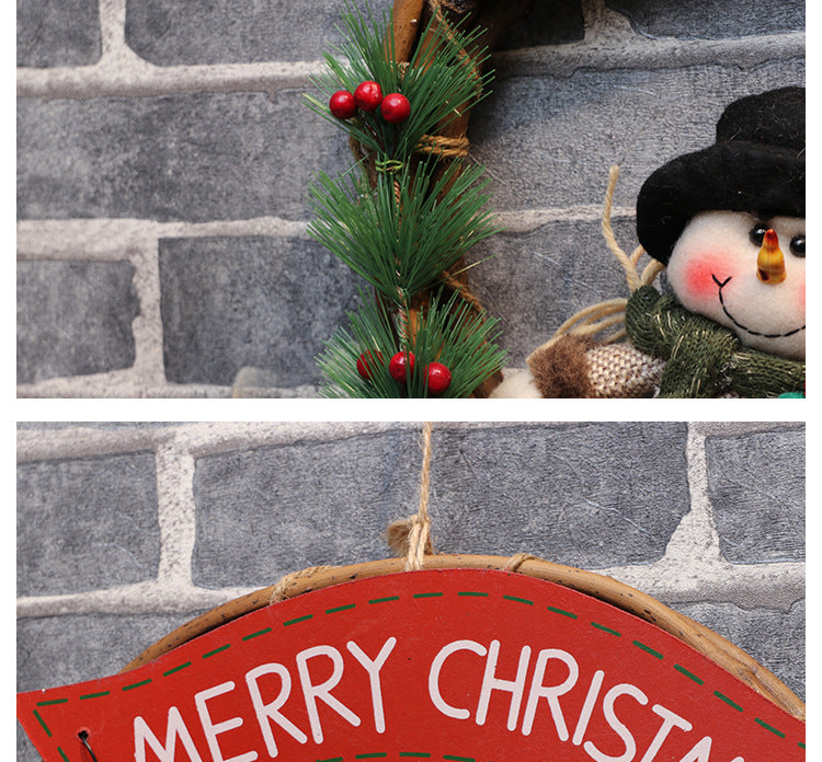 Wreath Christmas Vine Circle Pendant  Door Hanger Pet Essentials-6