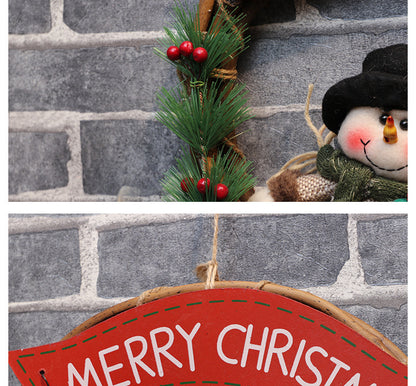 Wreath Christmas Vine Circle Pendant  Door Hanger Pet Essentials-6