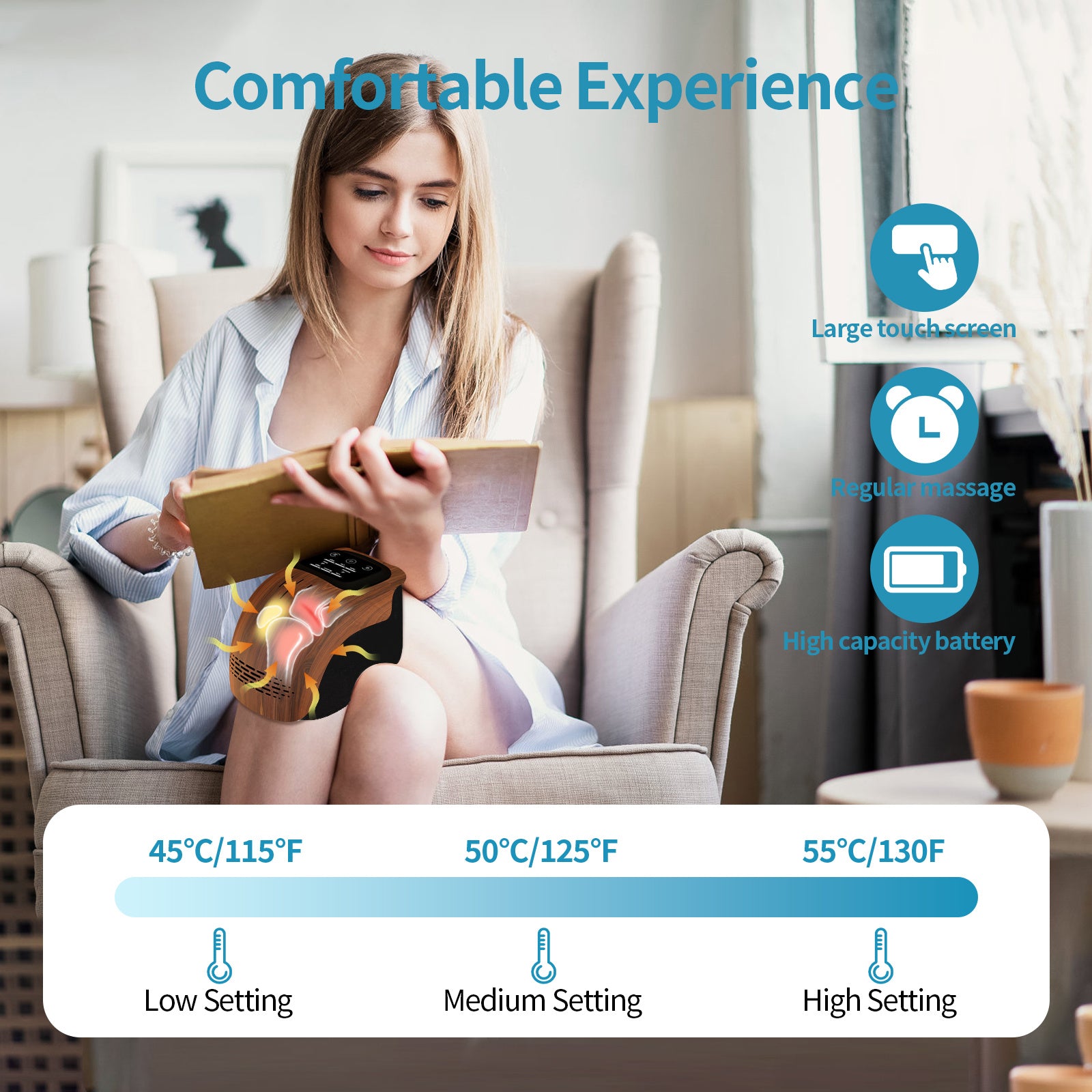 Intelligent Home Use Electric Intelligent Kneading Heating Knee Massager Rechargeable Pain Relief Infrared Laser Vibration Knee Massager Trendify Shops