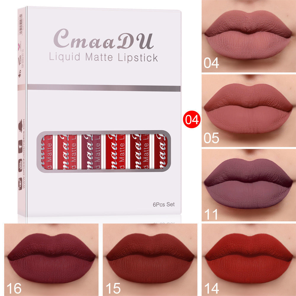 6 Boxes Of Matte Non-stick Cup Waterproof Lipstick Long Lasting Lip Gloss Pet Essentials-6