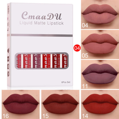 6 Boxes Of Matte Non-stick Cup Waterproof Lipstick Long Lasting Lip Gloss Pet Essentials-6