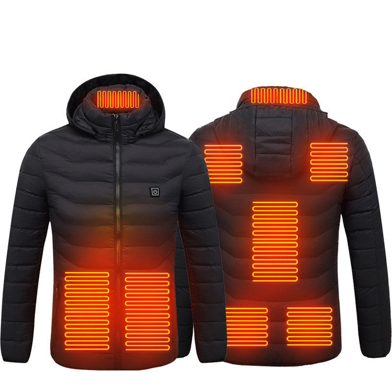 Men Heated Puffer Jacket Electric Heating Coat Insulated Hood Windbreaker 9Heat Zones Trendify Shops