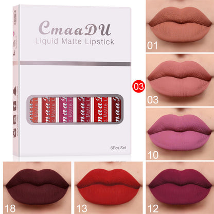 6 Boxes Of Matte Non-stick Cup Waterproof Lipstick Long Lasting Lip Gloss Pet Essentials-6