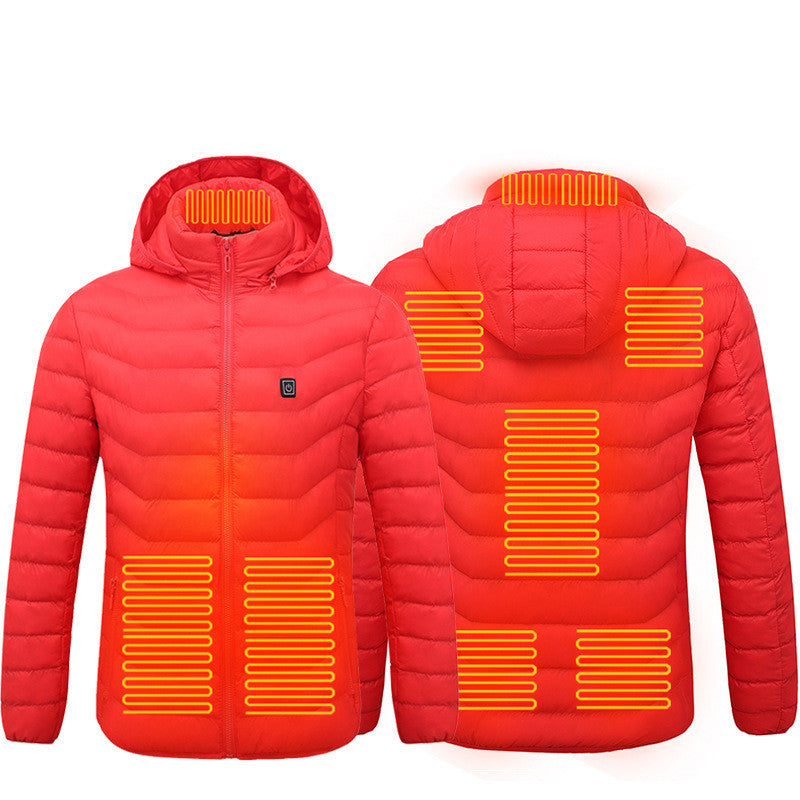 Men Heated Puffer Jacket Electric Heating Coat Insulated Hood Windbreaker 9Heat Zones Trendify Shops