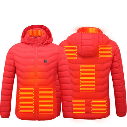 Men Heated Puffer Jacket Electric Heating Coat Insulated Hood Windbreaker 9Heat Zones Trendify Shops
