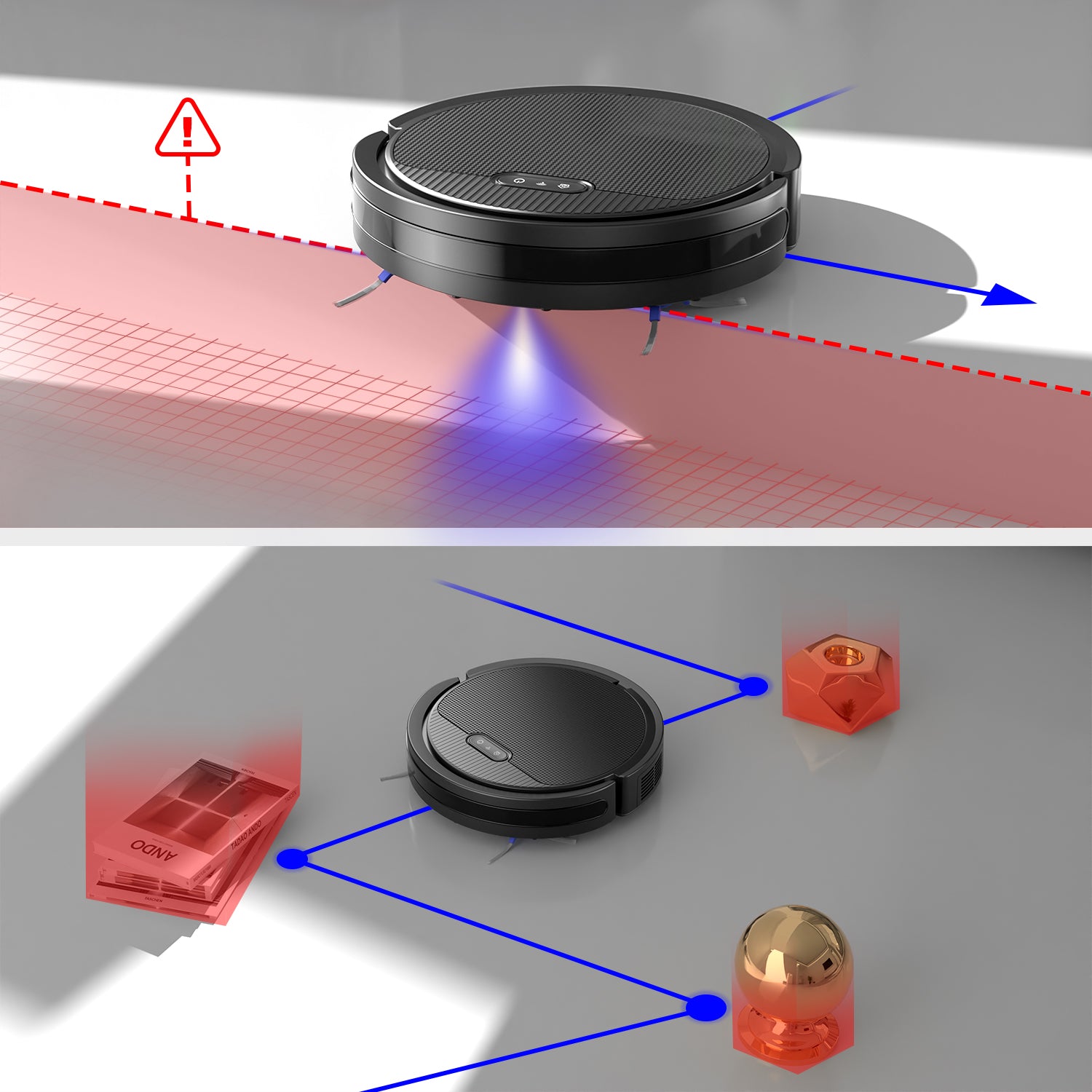 Robot Vacuum And Mop, 3 In 1 Combo Cleaner For Home With Pet Hair And Hard Floor, 5000Pa Suction, 120 Mins Run Time,Self-Charging,Super Thin Body Pet Essentials-6