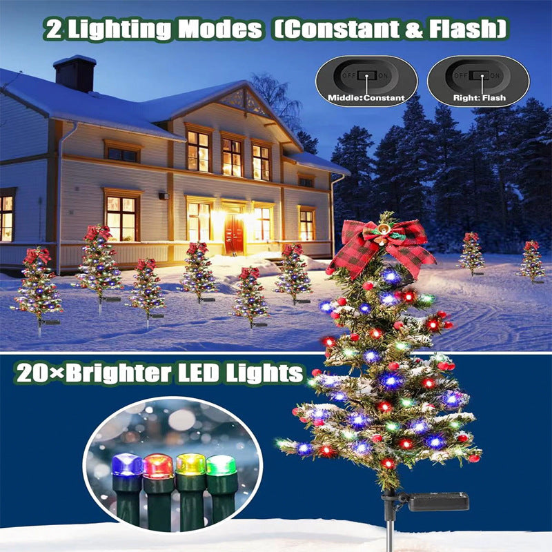Waterproof Outdoor Christmas Decorations Solar Christmas Tree 2 Modes Yard Stake Christmas Pathway Light For Garden Yard Decor Pet Essentials-6