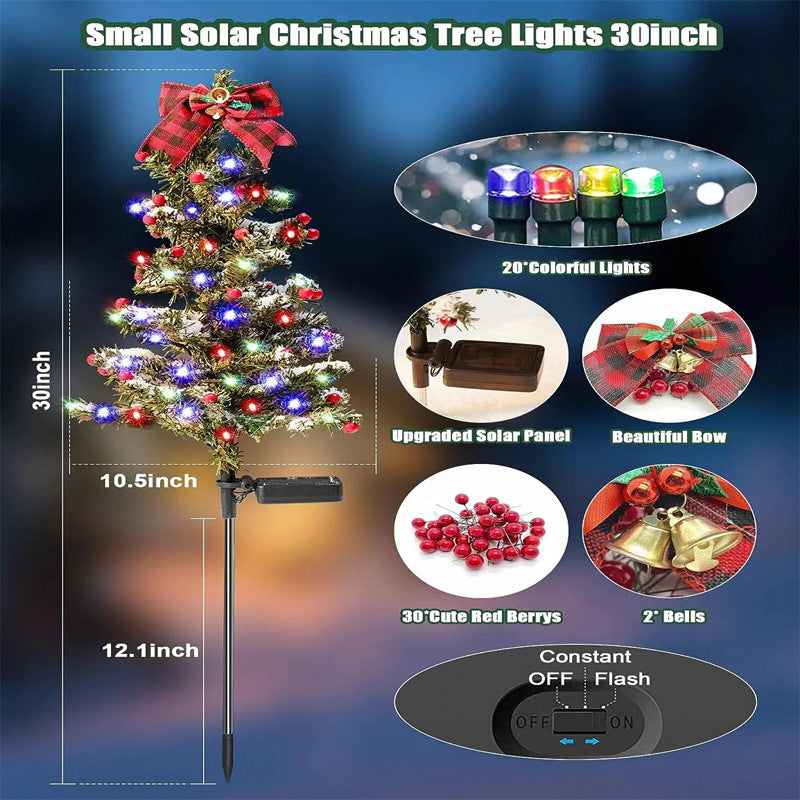 Waterproof Outdoor Christmas Decorations Solar Christmas Tree 2 Modes Yard Stake Christmas Pathway Light For Garden Yard Decor Pet Essentials-6