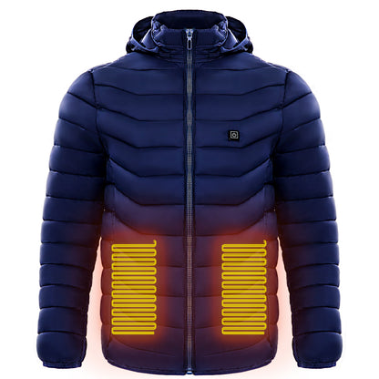 Men Heated Puffer Jacket Electric Heating Coat Insulated Hood Windbreaker 9Heat Zones Trendify Shops