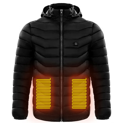 Men Heated Puffer Jacket Electric Heating Coat Insulated Hood Windbreaker 9Heat Zones Trendify Shops