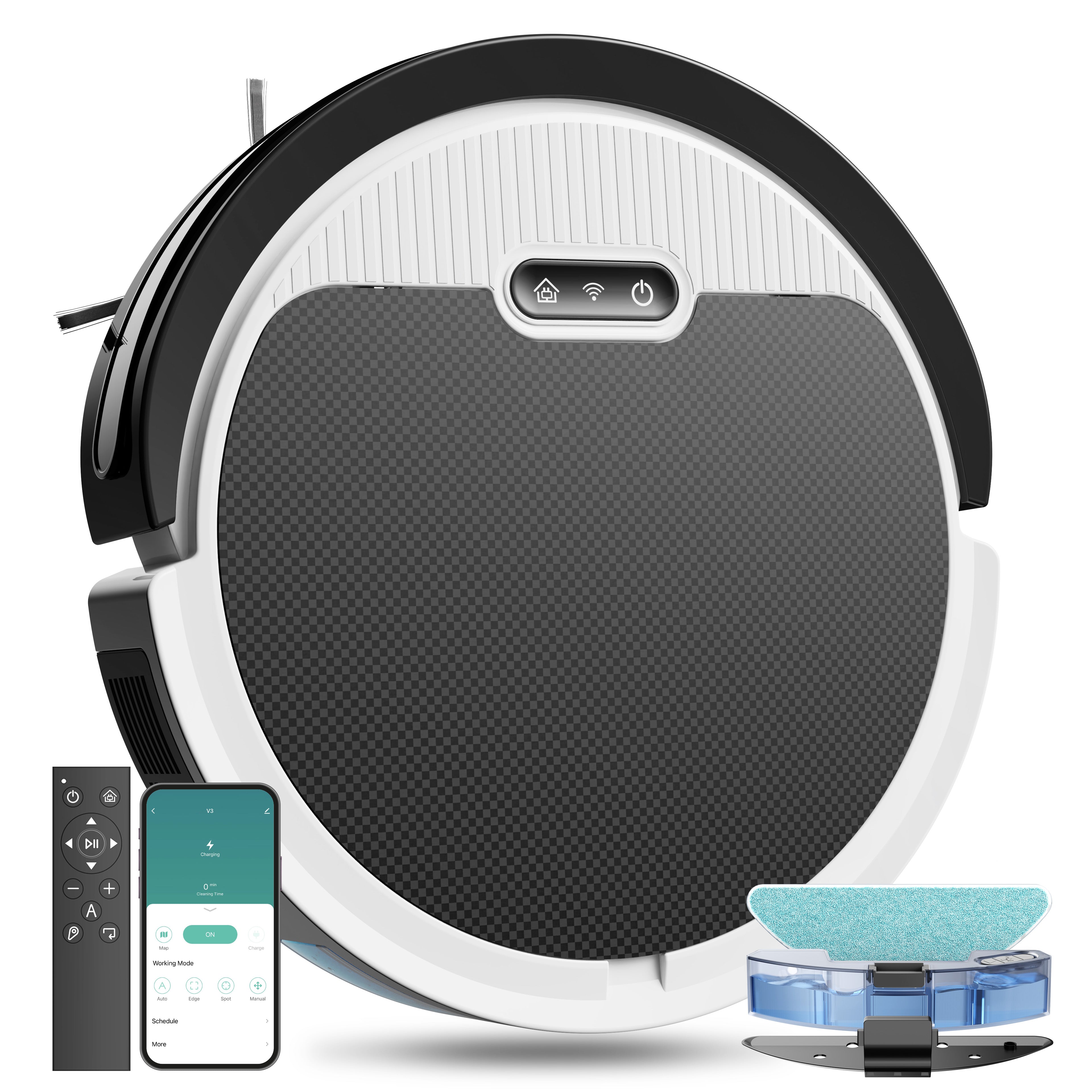 Robot Vacuum And Mop, 3 In 1 Combo Cleaner For Home With Pet Hair And Hard Floor, 5000Pa Suction, 120 Mins Run Time,Self-Charging,Super Thin Body Pet Essentials-6