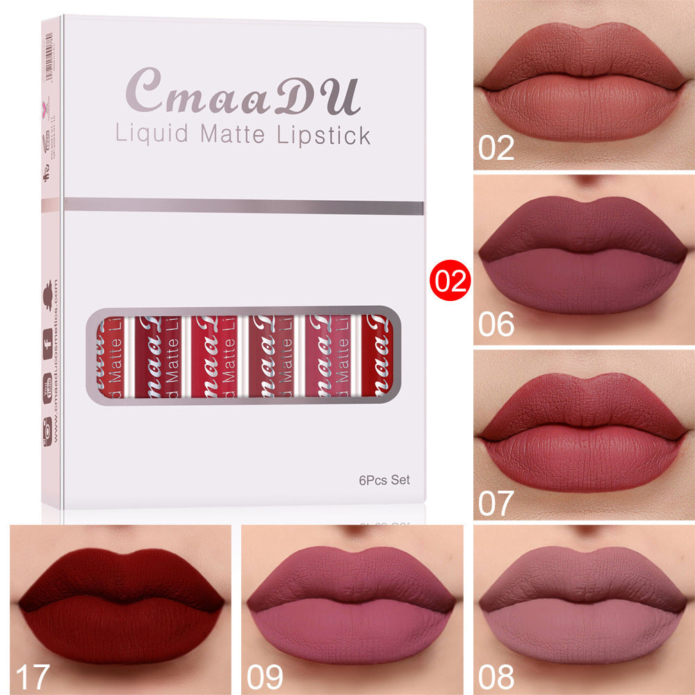 6 Boxes Of Matte Non-stick Cup Waterproof Lipstick Long Lasting Lip Gloss Pet Essentials-6