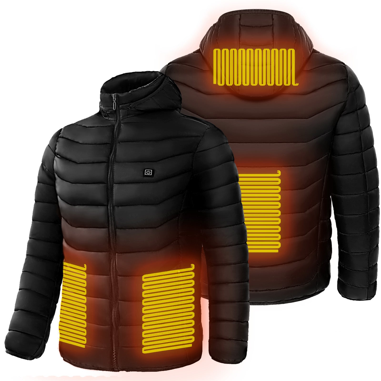 Men Heated Puffer Jacket Electric Heating Coat Insulated Hood Windbreaker 9Heat Zones Trendify Shops