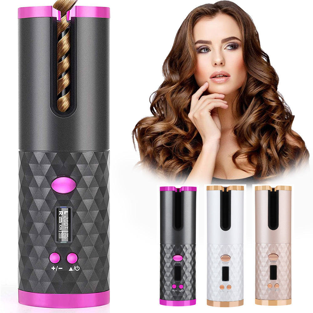 Rechargeable Automatic Hair Curler Women Portable Hair Curling Iron LCD Display Ceramic Curly Rotating Curling Wave Styer Pet Essentials-6