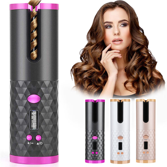 Rechargeable Automatic Hair Curler Women Portable Hair Curling Iron LCD Display Ceramic Curly Rotating Curling Wave Styer Pet Essentials-6