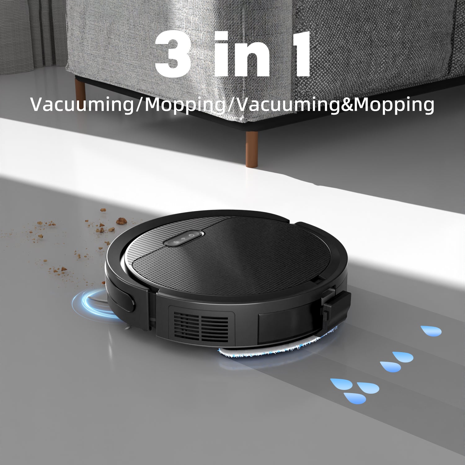 Robot Vacuum And Mop, 3 In 1 Combo Cleaner For Home With Pet Hair And Hard Floor, 5000Pa Suction, 120 Mins Run Time,Self-Charging,Super Thin Body Pet Essentials-6