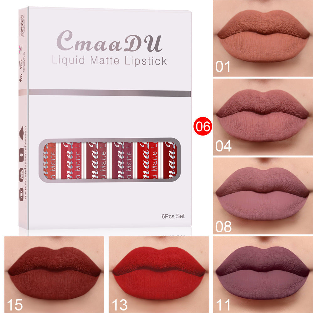 6 Boxes Of Matte Non-stick Cup Waterproof Lipstick Long Lasting Lip Gloss Pet Essentials-6