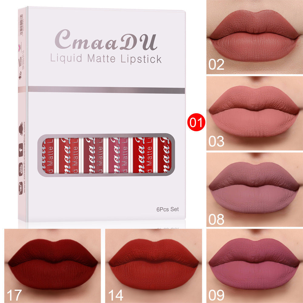 6 Boxes Of Matte Non-stick Cup Waterproof Lipstick Long Lasting Lip Gloss Pet Essentials-6