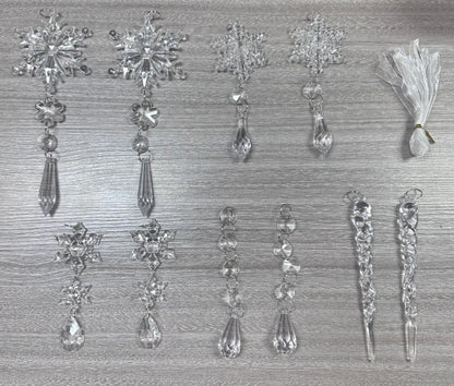 10pcs Christmas Tree Hanging Pendants Acrylic Ice Strip Snow Ceiling Xmas Ornaments New Year Christmas Decoration Home Decor Pet Essentials-6