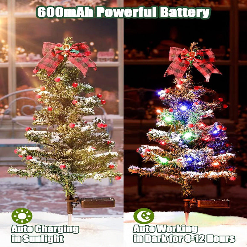 Waterproof Outdoor Christmas Decorations Solar Christmas Tree 2 Modes Yard Stake Christmas Pathway Light For Garden Yard Decor Pet Essentials-6