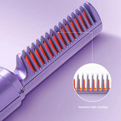 Professional Wireless Hair Straightener Curler Comb Fast Heating Negative Ion Straightening Curling Brush Hair Styling Tools Pet Essentials-6
