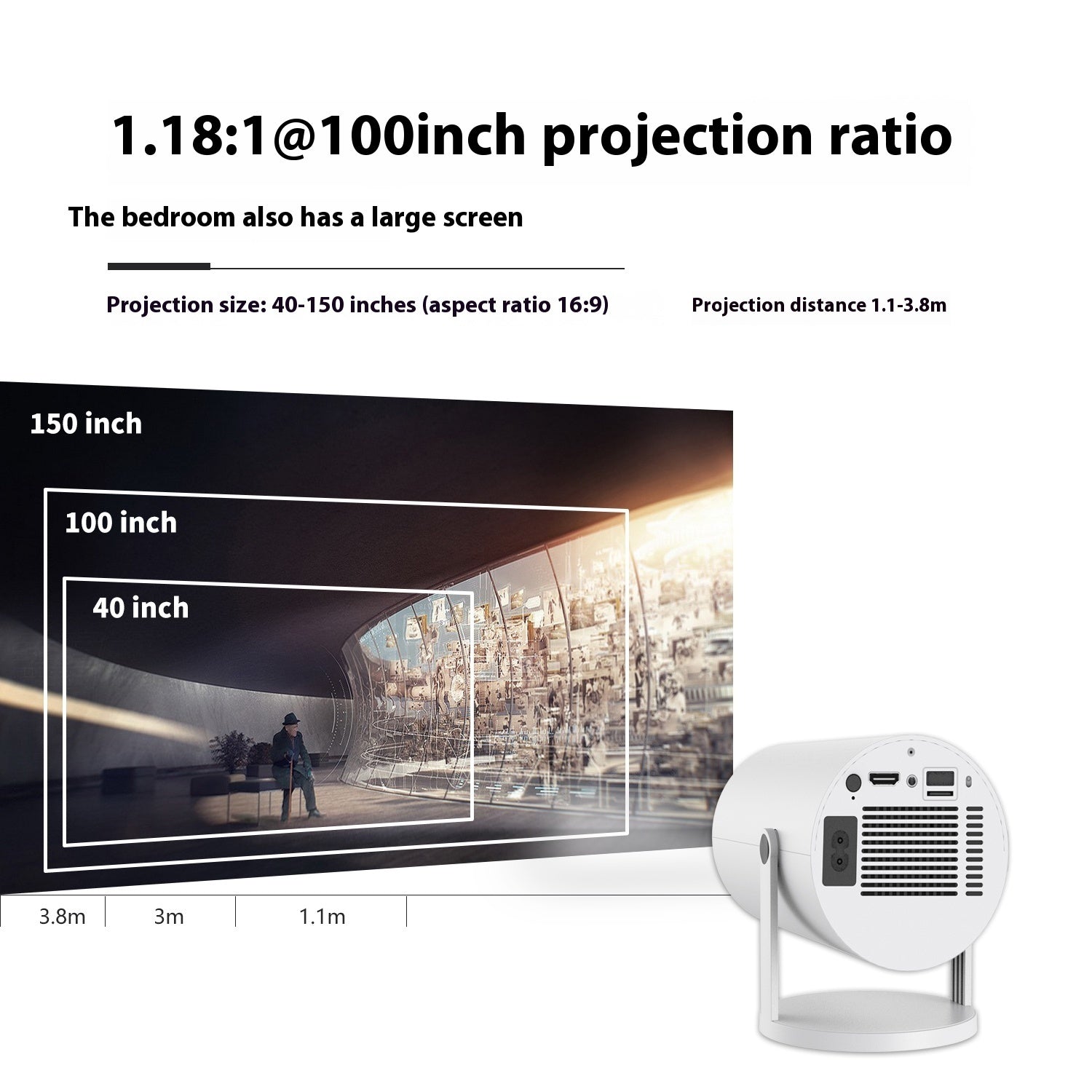 Portable Projector Small Straight Projector For Home Use 180 Degrees Projection Angle Automatic Focus Home Video Projector Pet Essentials-6