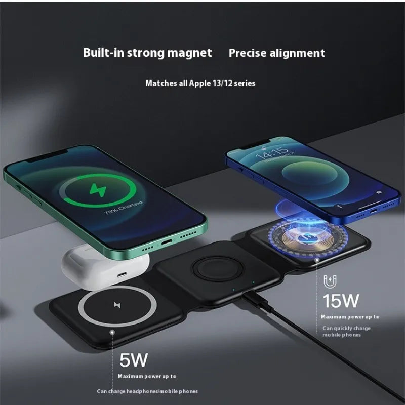 3 In 1 Magnetic Wireless Charging Folding Mobile Phone Holder Trendify Shops