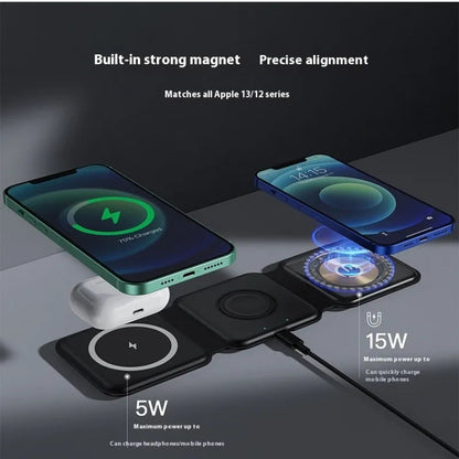 3 In 1 Magnetic Wireless Charging Folding Mobile Phone Holder Trendify Shops